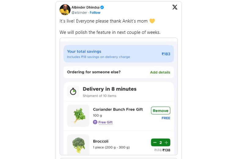 Blinkit Offers Free Coriander Leaves After Desi Mom's Request Goes Viral