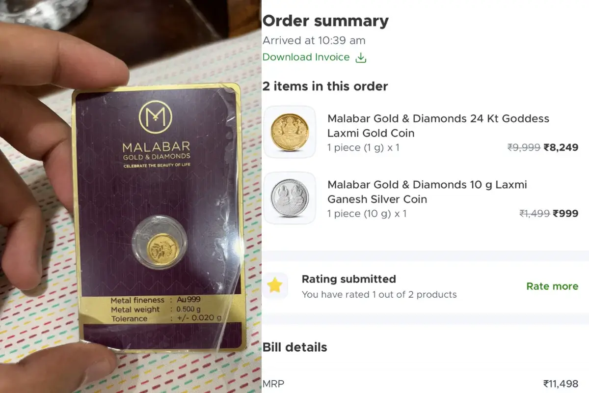 Delhi Man Scammed by Blinkit: Ordered 1g Gold Coin, Received 0.5g Instead!