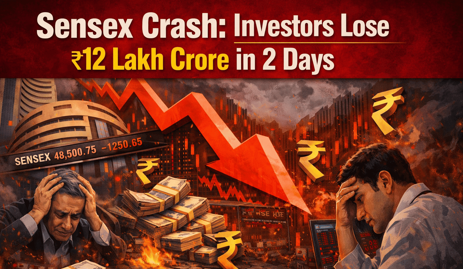 Sensex Crash: Investors Lose ₹12 Lakh Crore in 2 Days