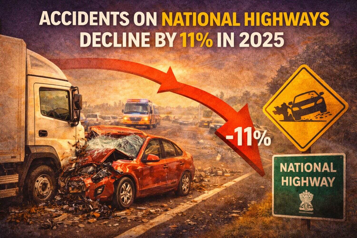 Accidents on National Highways Decline by 11% in 2025