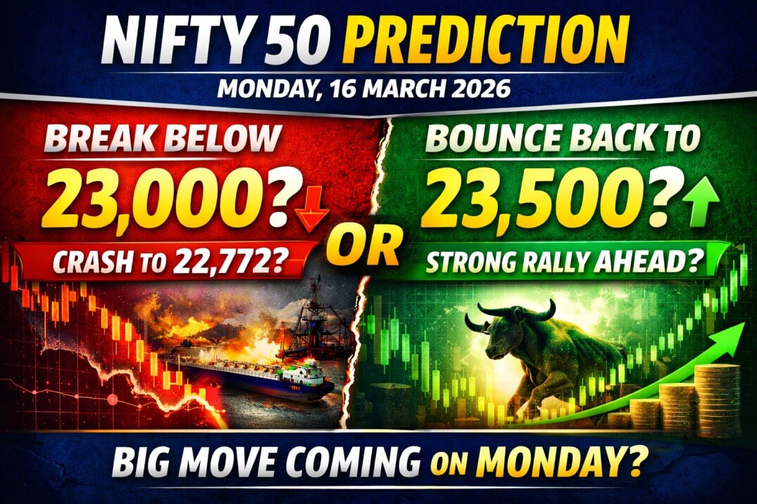 16 मार्च 2026 को निफ्टी का क्या होगा? 23,000 टूटेगा या आएगा बाउंस