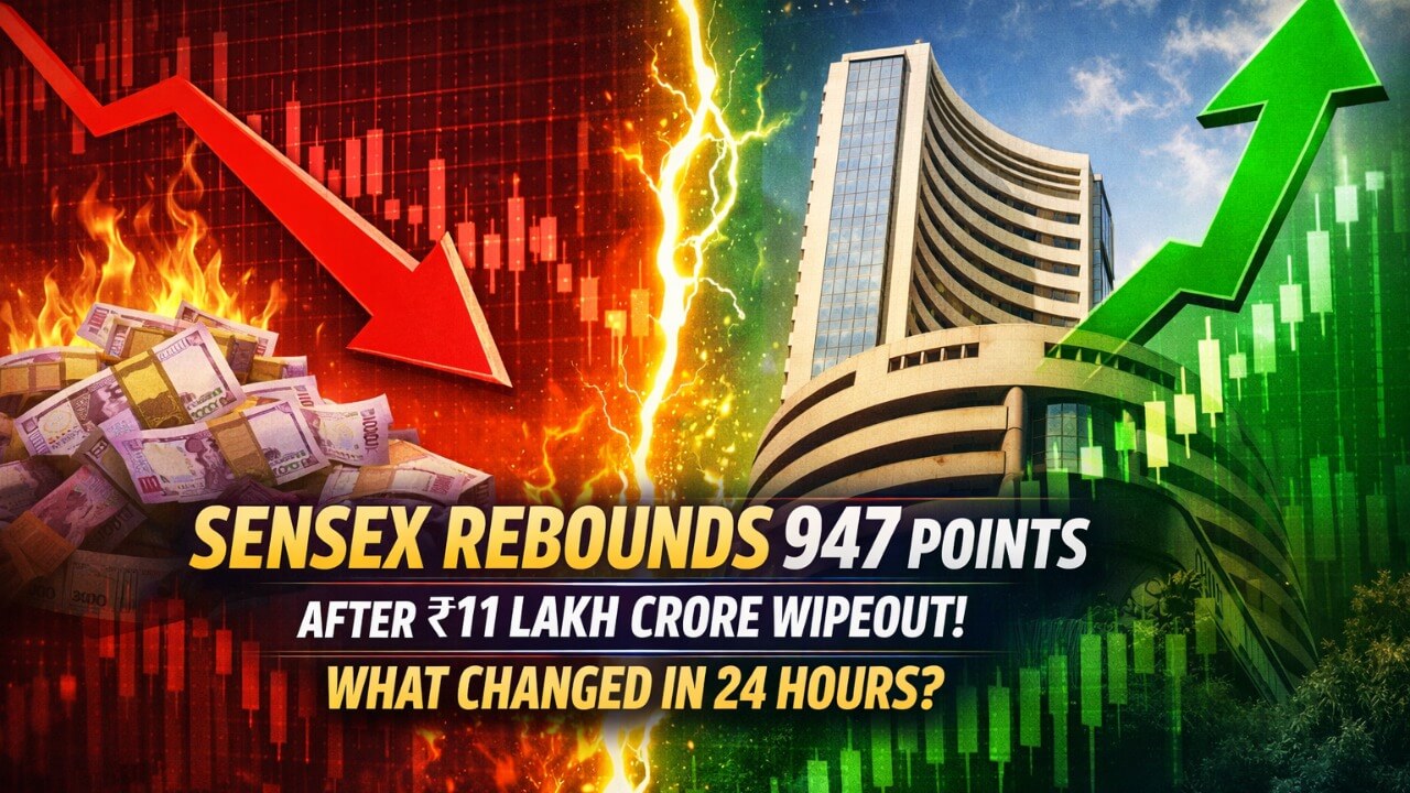 ₹11 लाख करोड़ की बर्बादी के बाद Sensex में 947 अंकों की वापसी — 24 घंटे में क्या बदल गया?