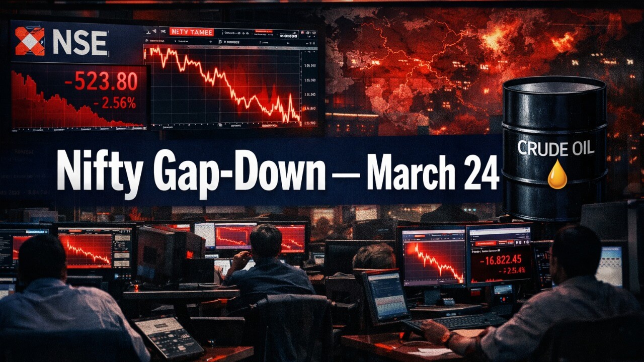 Nifty 50 Opening Prediction for March 24, 2026: Gap-Down Expected Amid US-Iran War, Surging Crude Oil, and Heavy FPI Outflows