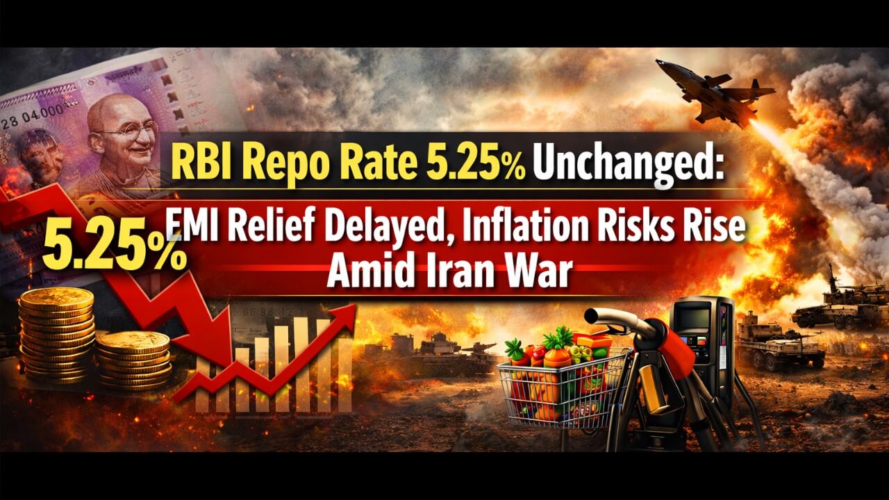 Rिज़र्व बैंक ने रेपो रेट 5.25% पर स्थिर रखा — ईरान युद्ध से बढ़े महंगाई जोखिम के बीच EMI राहत नहीं